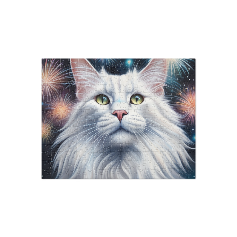 PugMug Custom White Maine Coon Cat Jigsaw Puzzle
