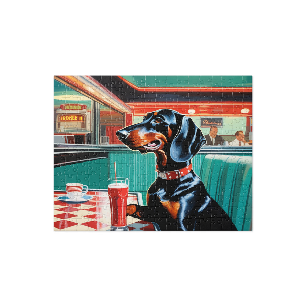 PugMug Custom Black Dachshund Jigsaw Puzzle