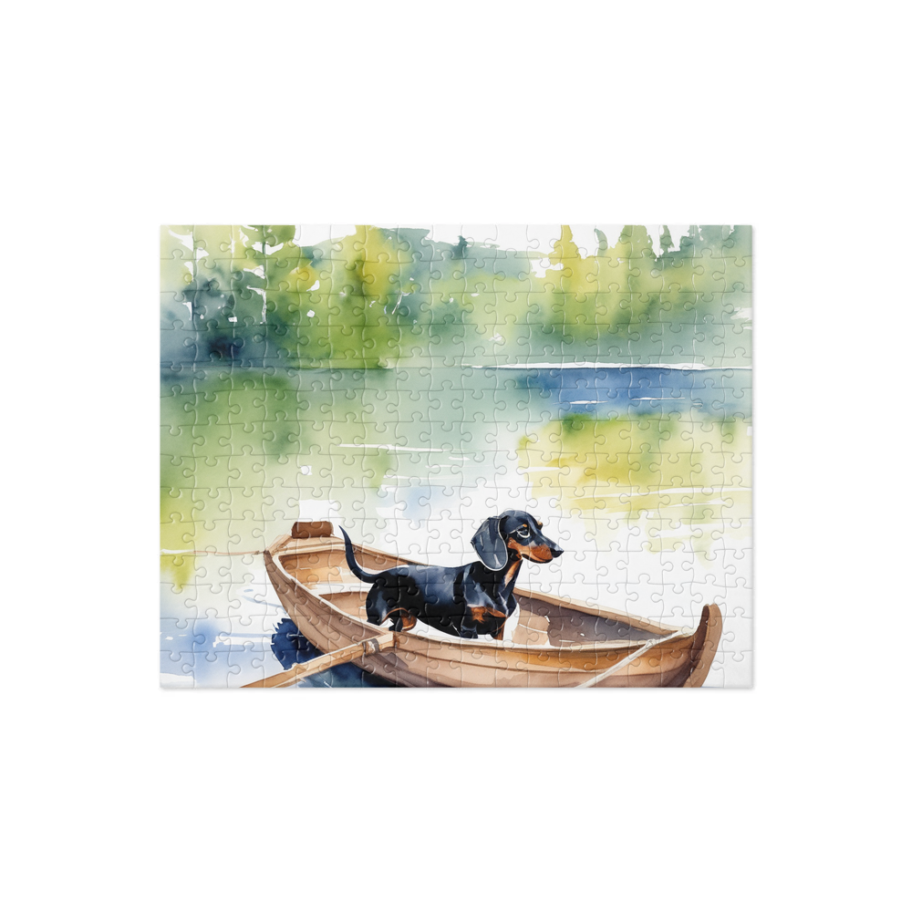 PugMug Custom Black Dachshund Jigsaw Puzzle