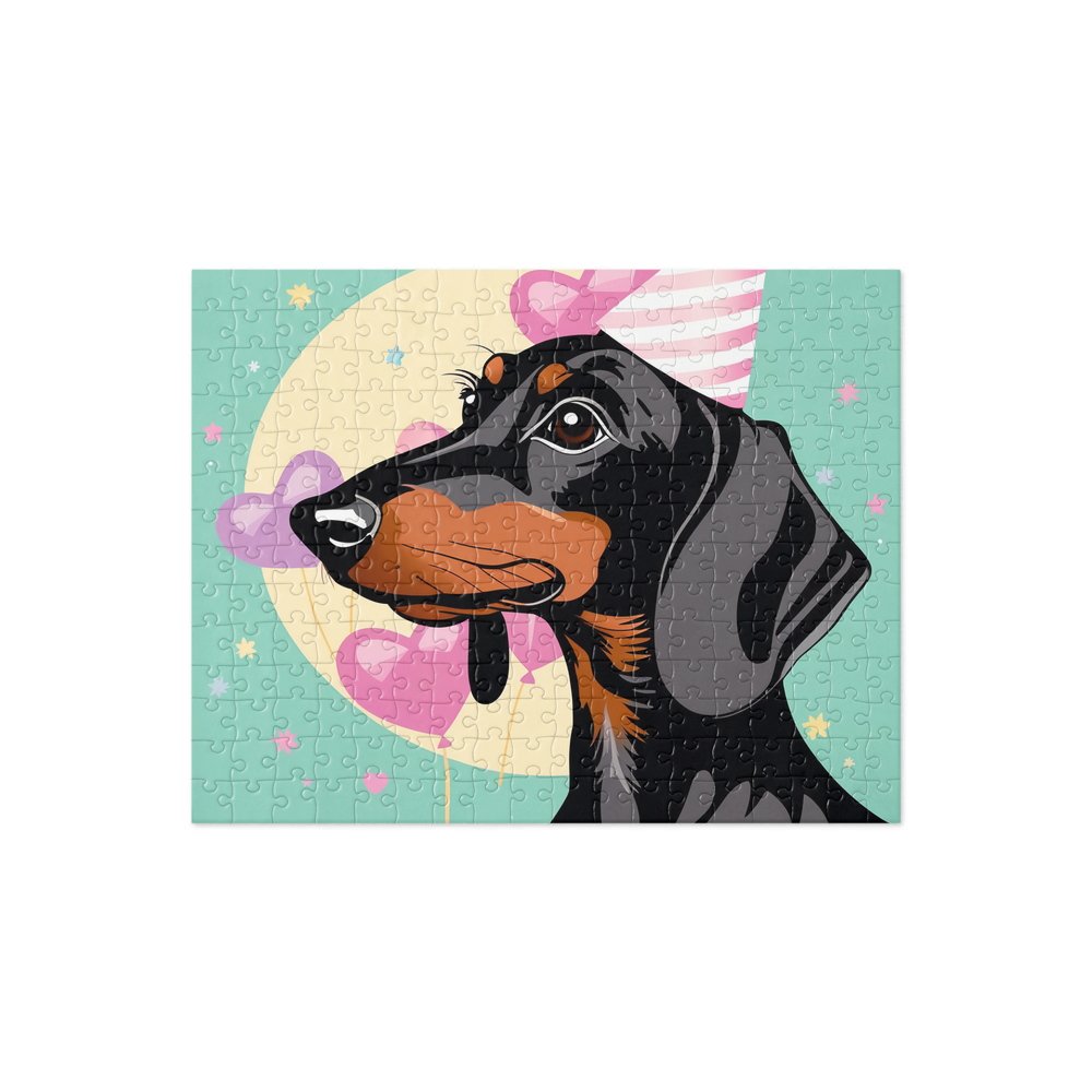 PugMug Custom Black Dachshund Jigsaw Puzzle