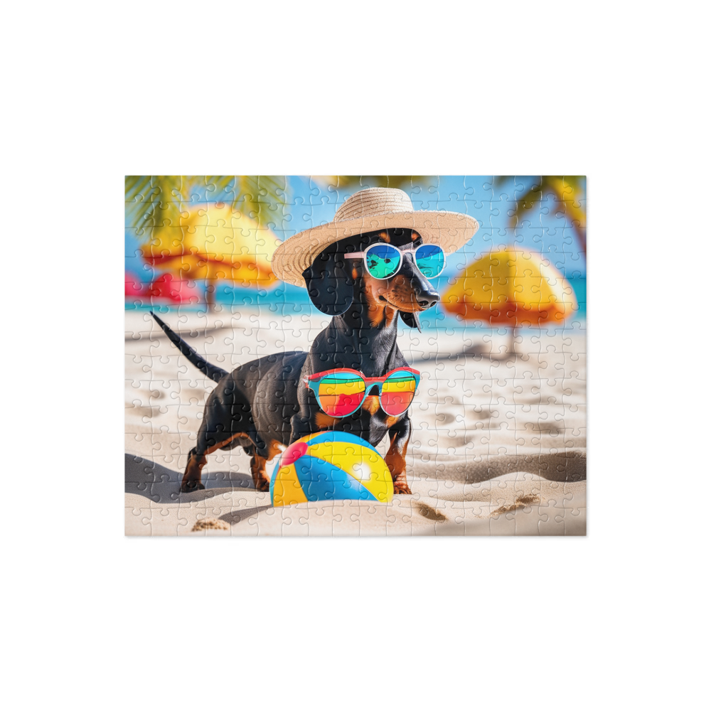PugMug Custom Black Dachshund Jigsaw Puzzle