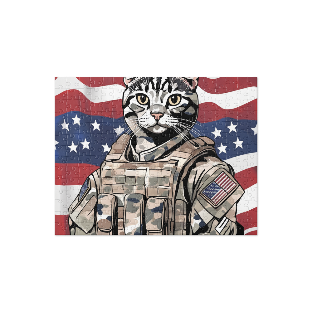 PugMug Custom Black American Shorthair Cat Jigsaw Puzzle