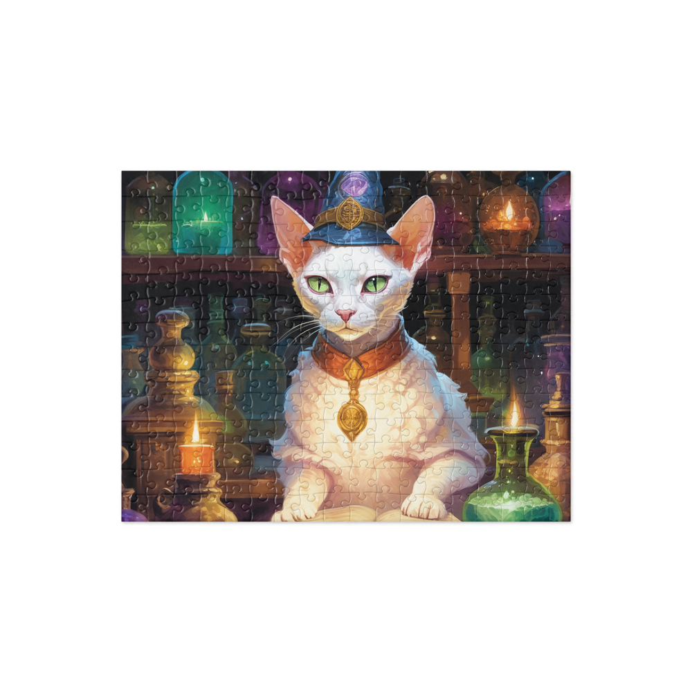 PugMug Custom White Devon Rex Cat Jigsaw Puzzle