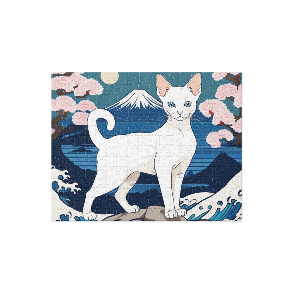 PugMug Custom White Devon Rex Cat Jigsaw Puzzle