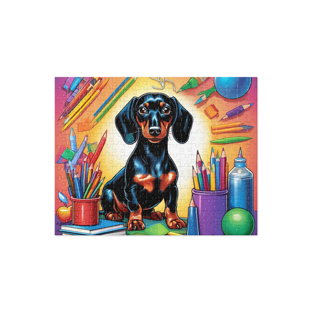 PugMug Custom Black Dachshund Jigsaw Puzzle
