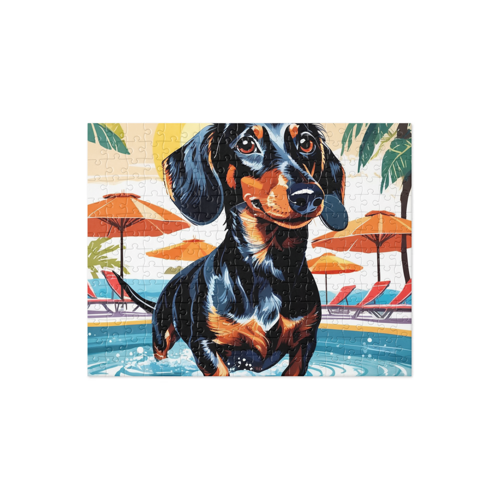 PugMug Custom Black Dachshund Jigsaw Puzzle