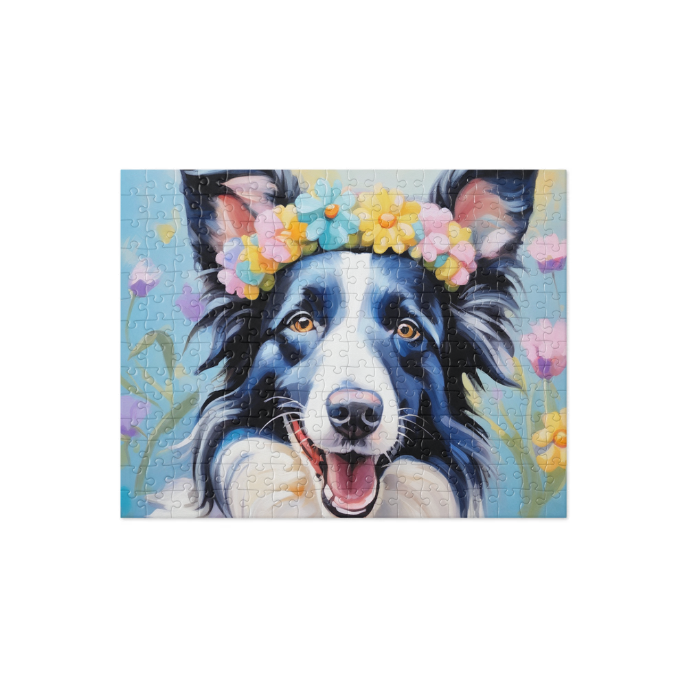 PugMug Custom Blue Merle Border Collie Jigsaw Puzzle