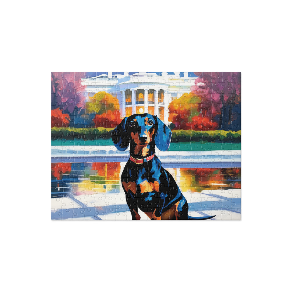 PugMug Custom Black Dachshund Jigsaw Puzzle