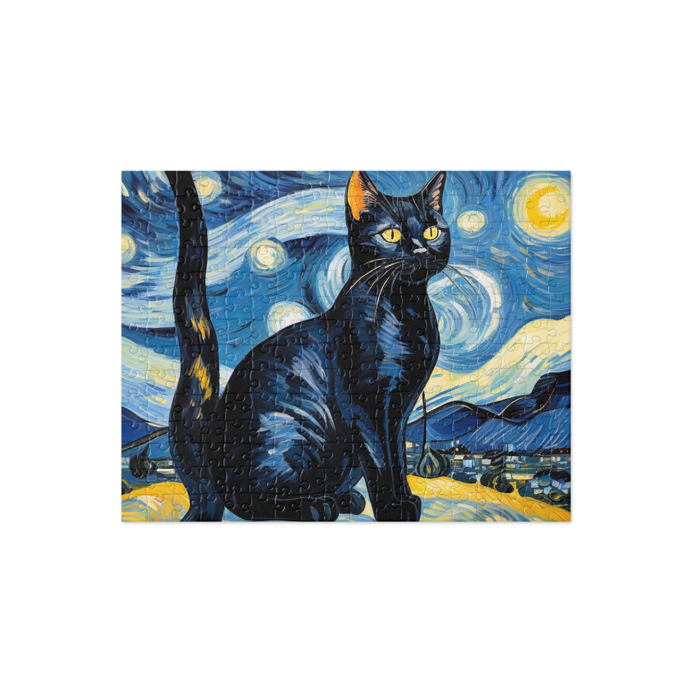 PugMug Custom Black American Shorthair Cat Jigsaw Puzzle