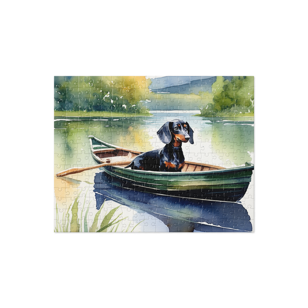 PugMug Custom Black Dachshund Jigsaw Puzzle