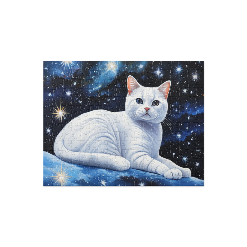 PugMug Custom White British Shorthair Cat Jigsaw Puzzle