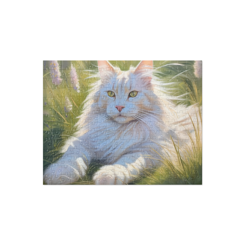 PugMug Custom White Maine Coon Cat Jigsaw Puzzle