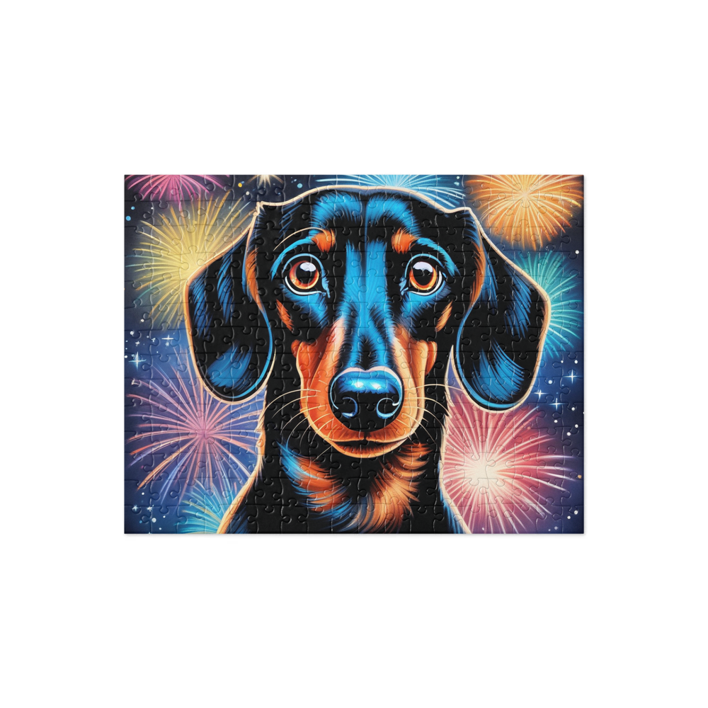PugMug Custom Black Dachshund Jigsaw Puzzle