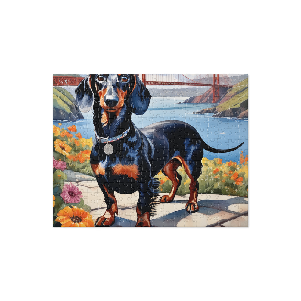 PugMug Custom Black Dachshund Jigsaw Puzzle