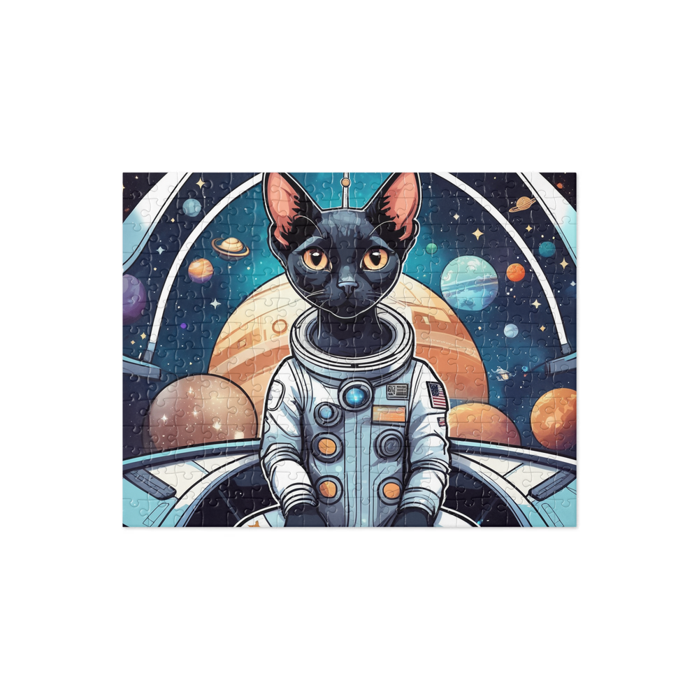 PugMug Custom Black Devon Rex Cat Jigsaw Puzzle