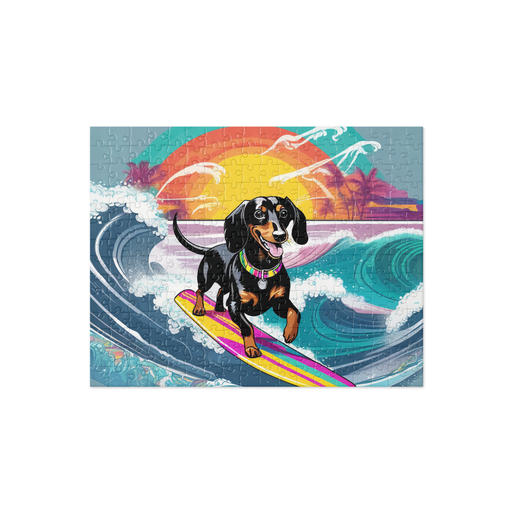 PugMug Custom Black Dachshund Jigsaw Puzzle