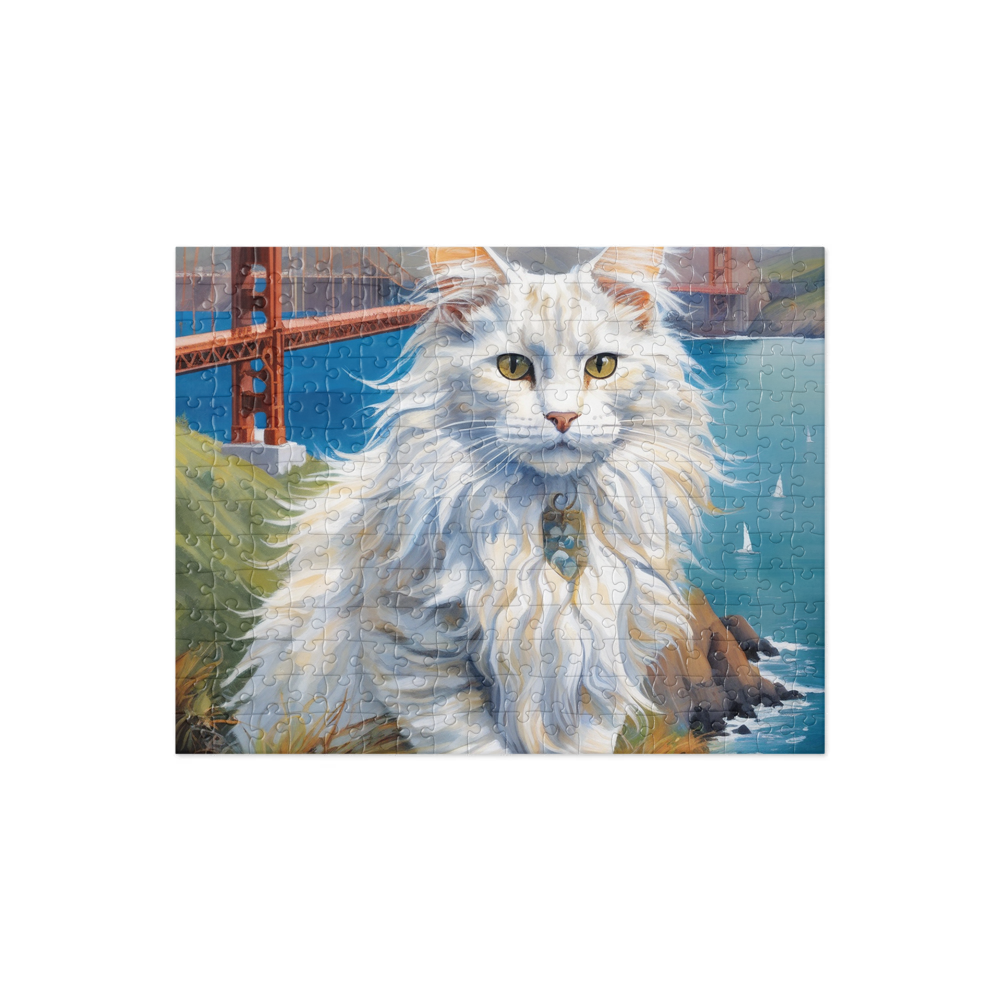 PugMug Custom White Maine Coon Cat Jigsaw Puzzle
