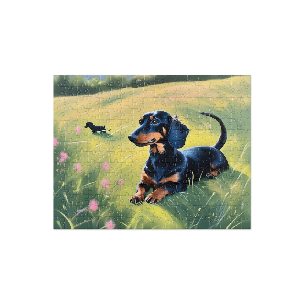 PugMug Custom Black Dachshund Jigsaw Puzzle