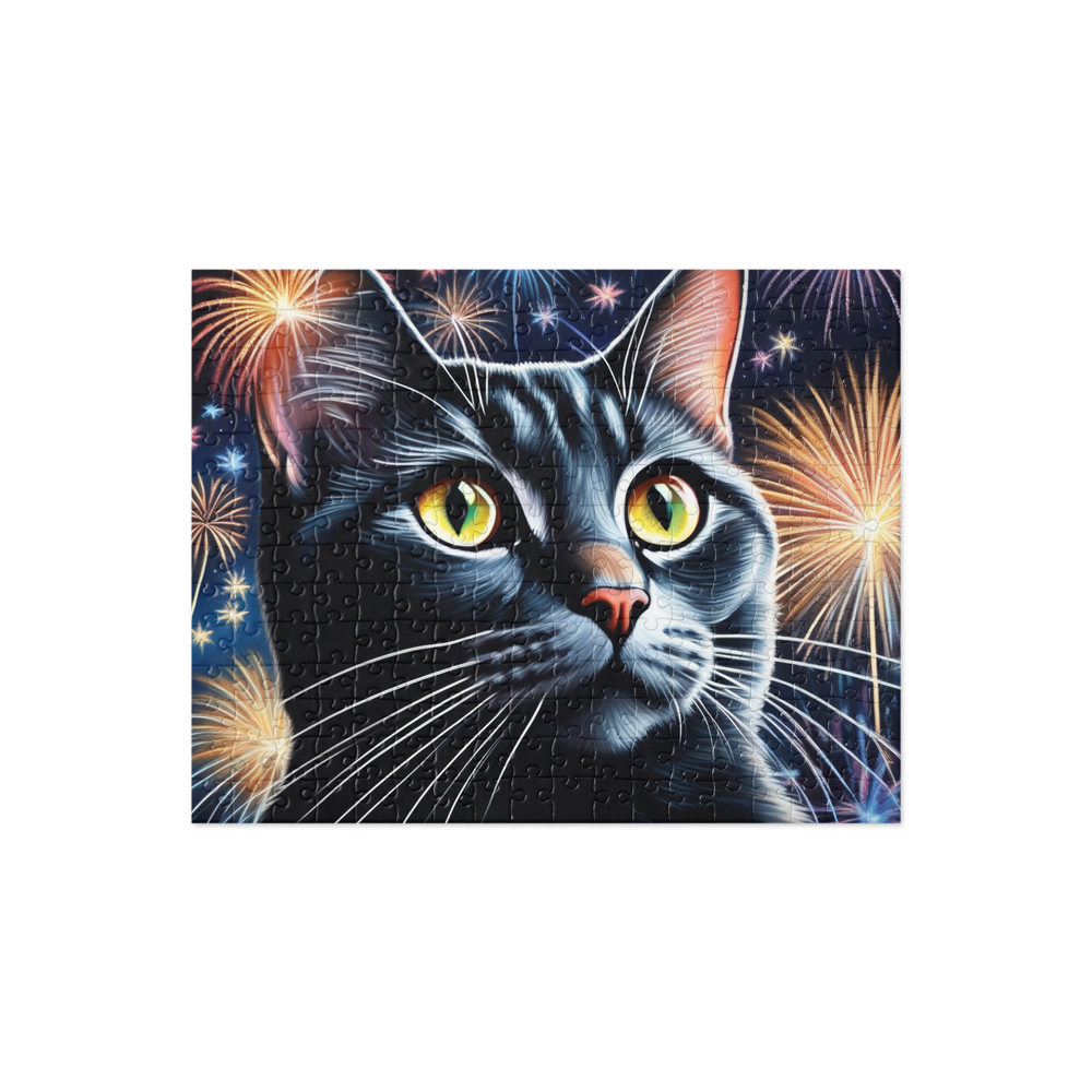 PugMug Custom Black American Shorthair Cat Jigsaw Puzzle