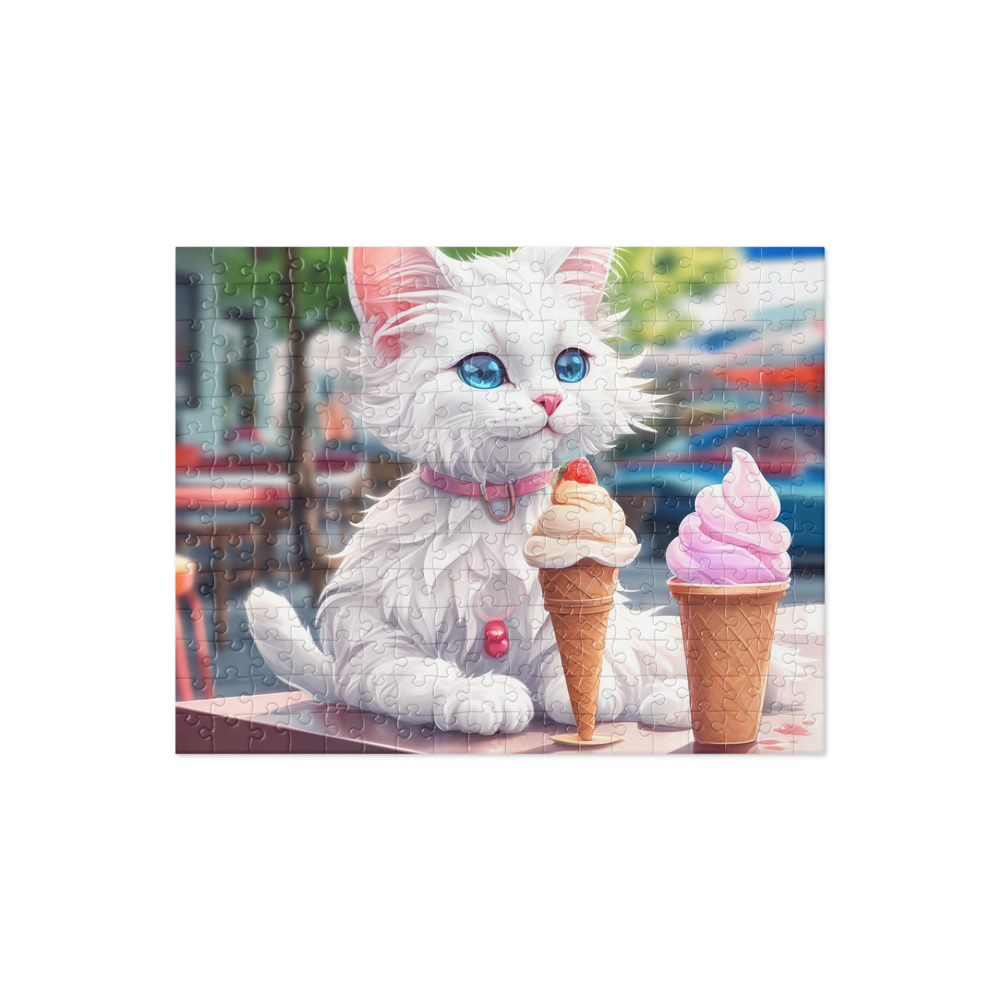 PugMug Custom White Companion Cat Jigsaw Puzzle