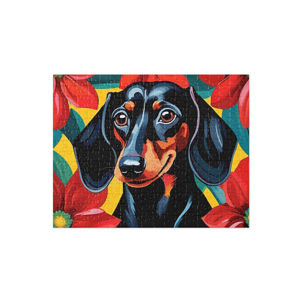 PugMug Custom Black Dachshund Jigsaw Puzzle