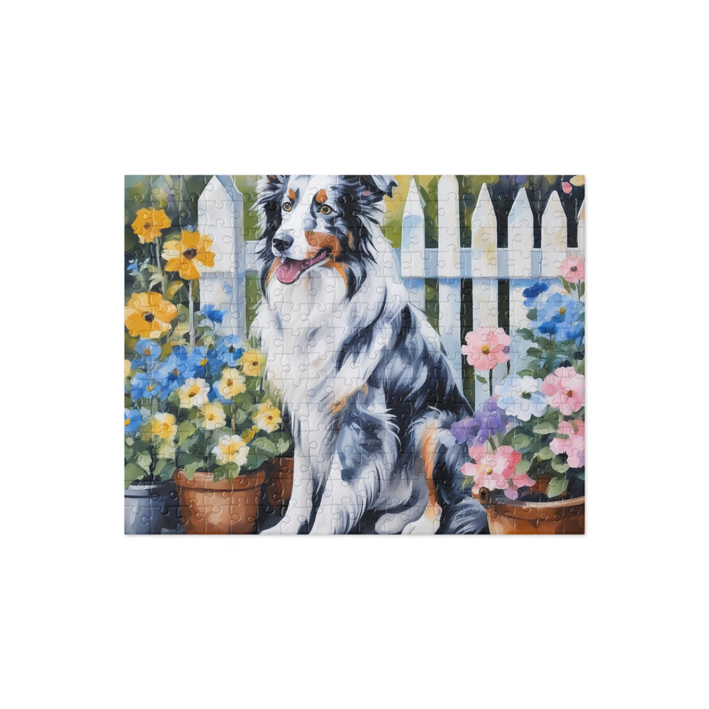 PugMug Custom Blue Merle Border Collie Jigsaw Puzzle
