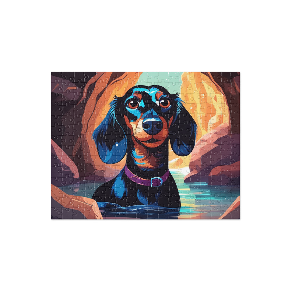 PugMug Custom Black Dachshund Jigsaw Puzzle