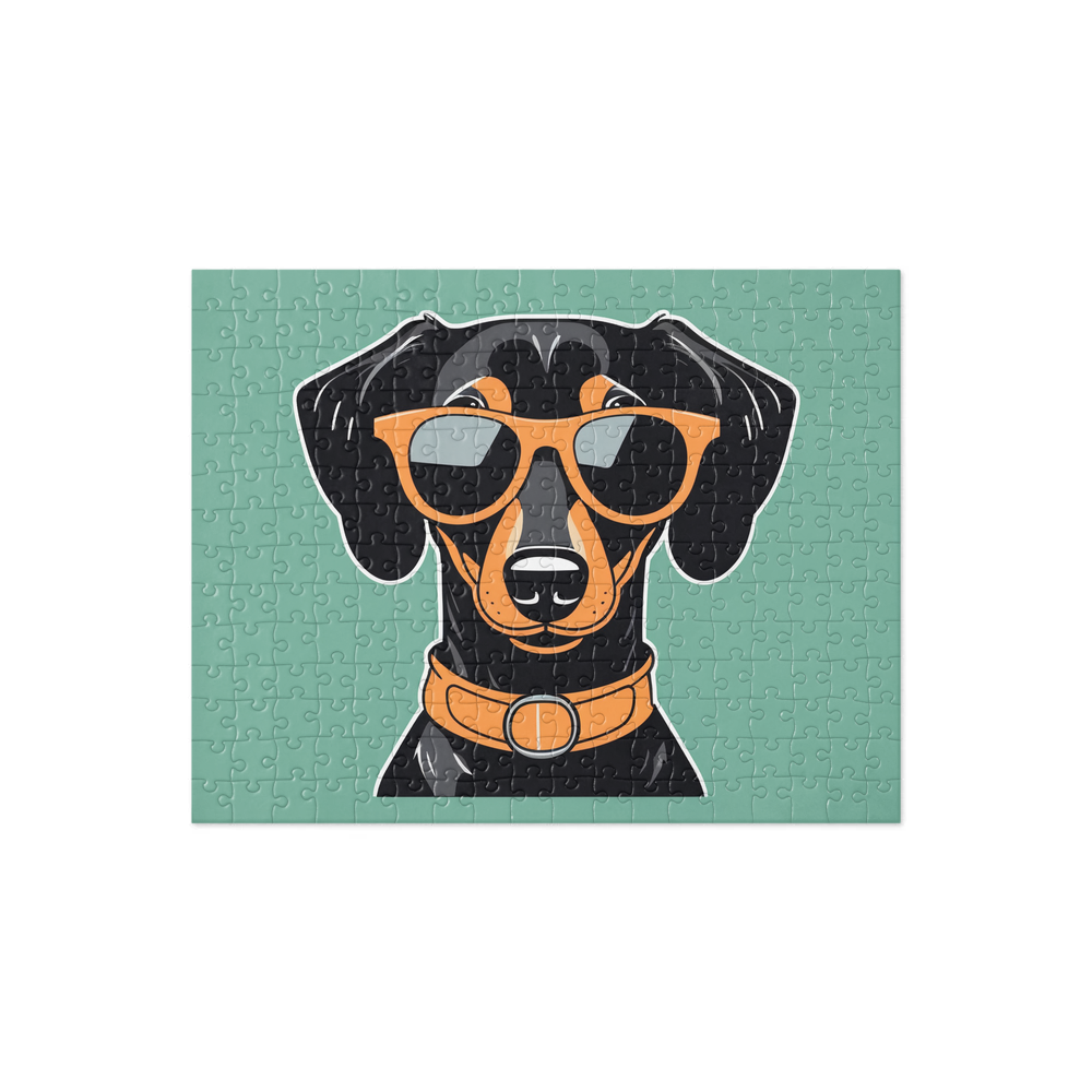 PugMug Custom Black Dachshund Jigsaw Puzzle
