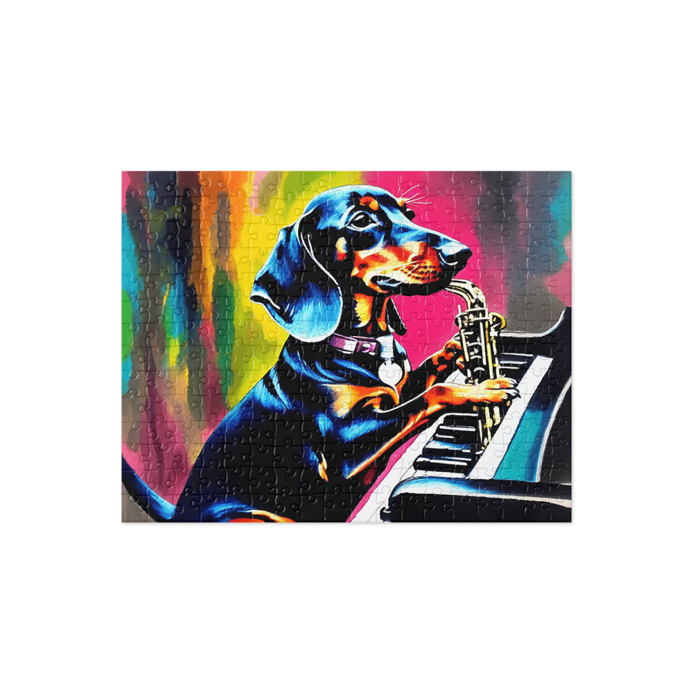 PugMug Custom Black Dachshund Jigsaw Puzzle