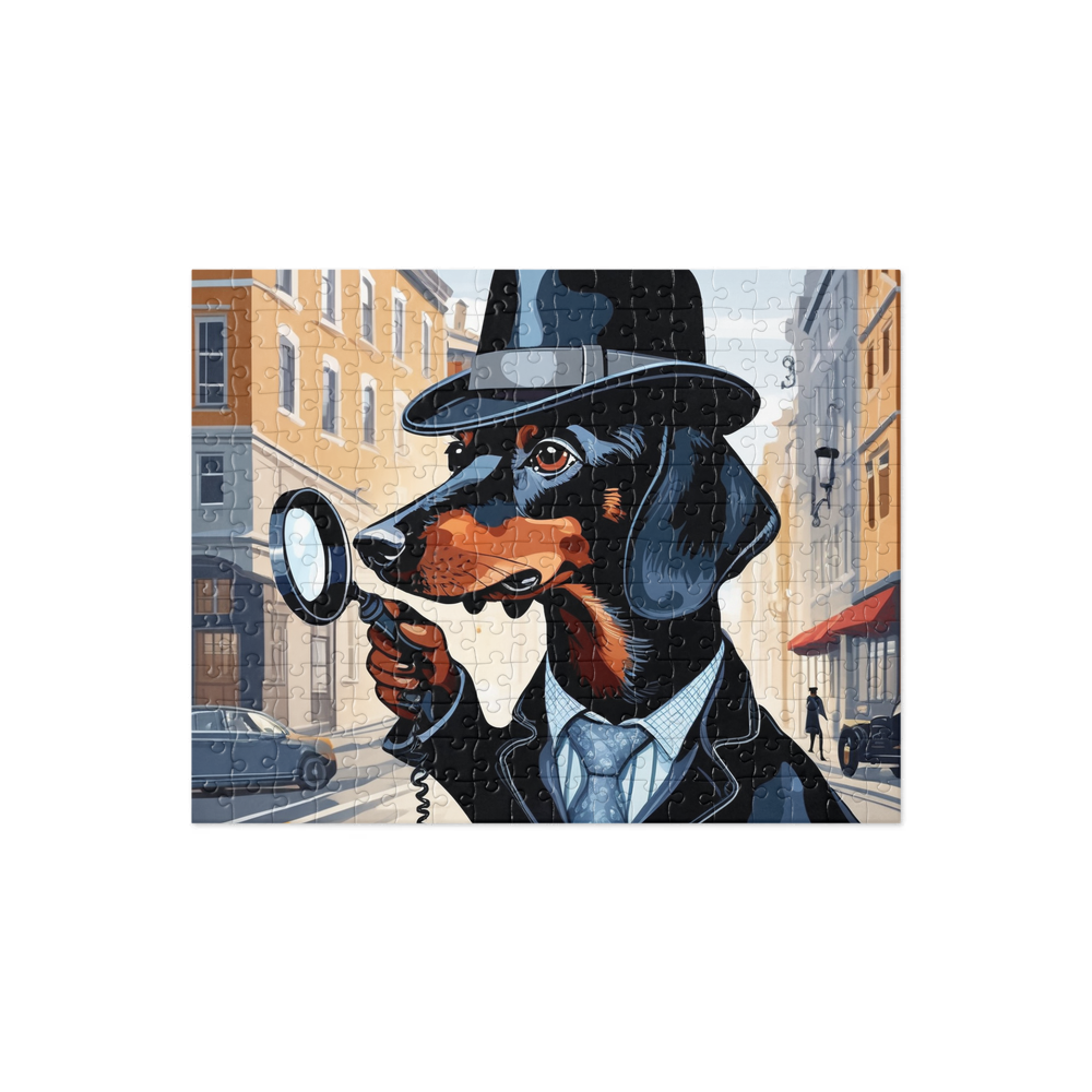 PugMug Custom Black Dachshund Jigsaw Puzzle