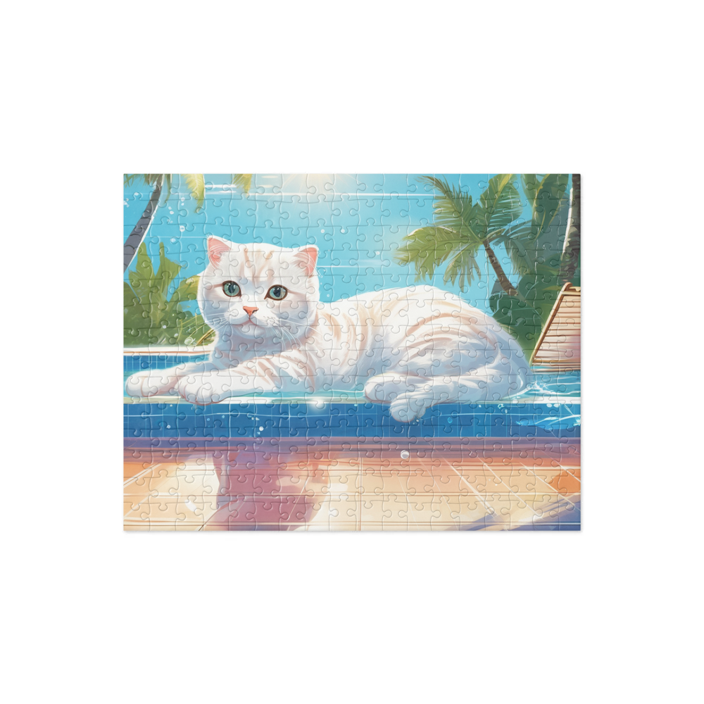 PugMug Custom White Scottish Fold Cat Jigsaw Puzzle