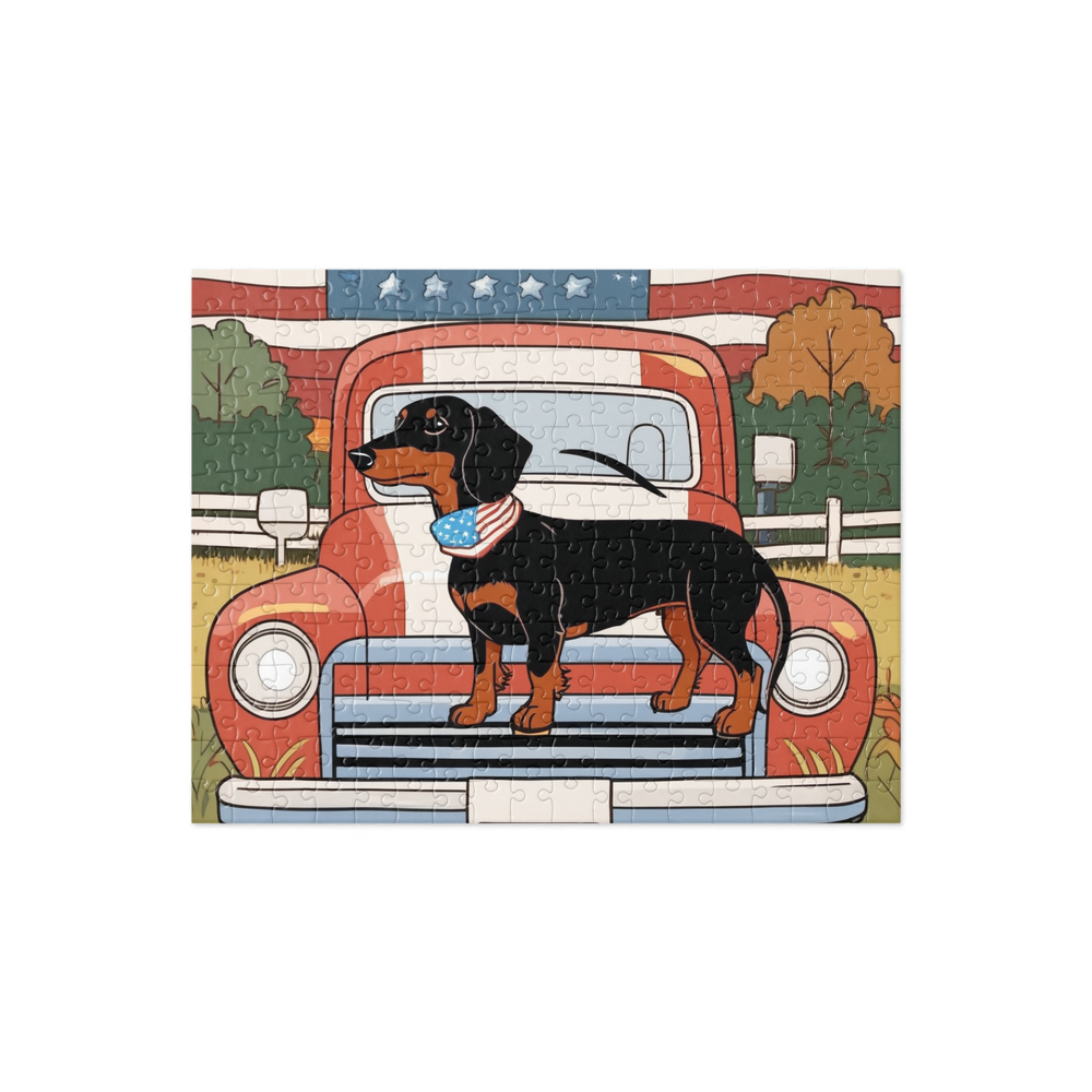 PugMug Custom Black Dachshund Jigsaw Puzzle