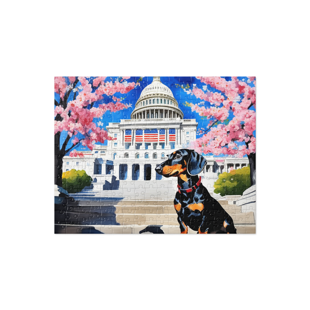 PugMug Custom Black Dachshund Jigsaw Puzzle