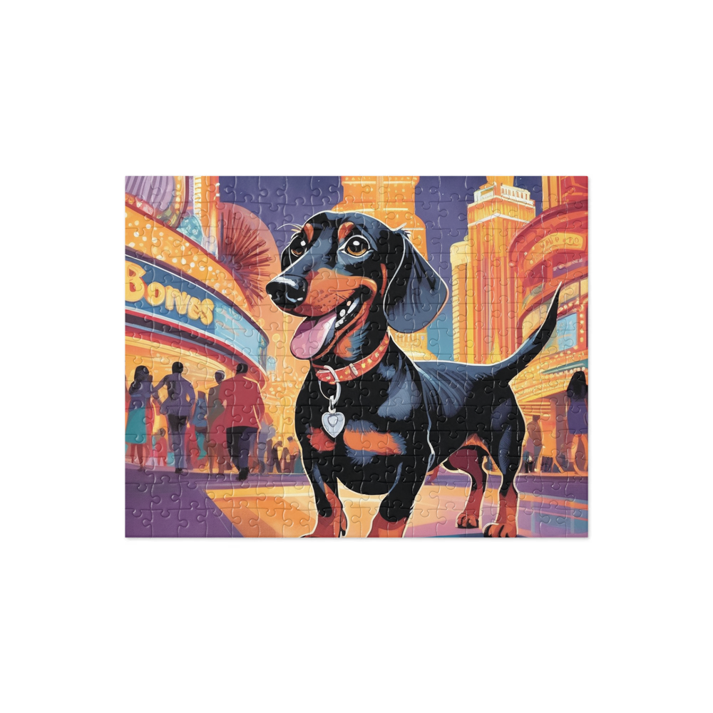 PugMug Custom Black Dachshund Jigsaw Puzzle