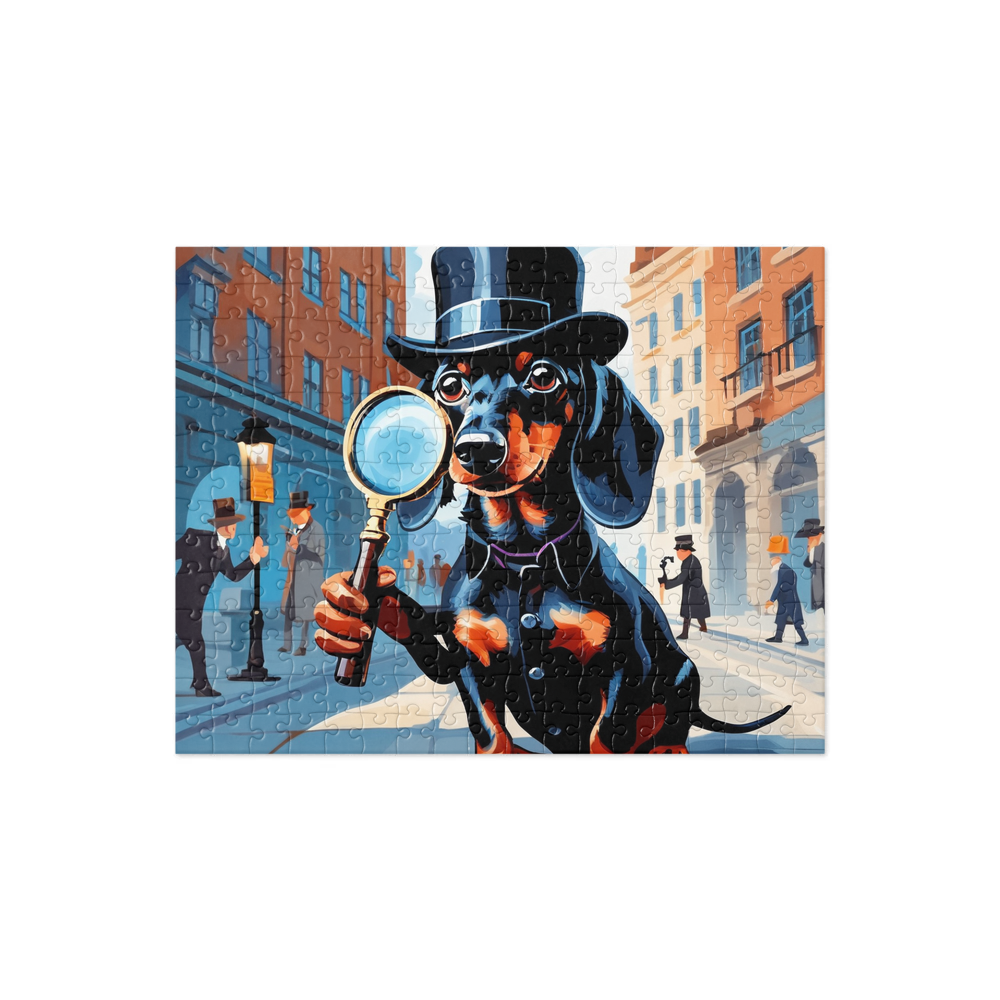 PugMug Custom Black Dachshund Jigsaw Puzzle