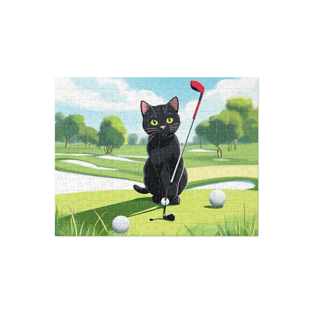 PugMug Custom Black American Shorthair Cat Jigsaw Puzzle