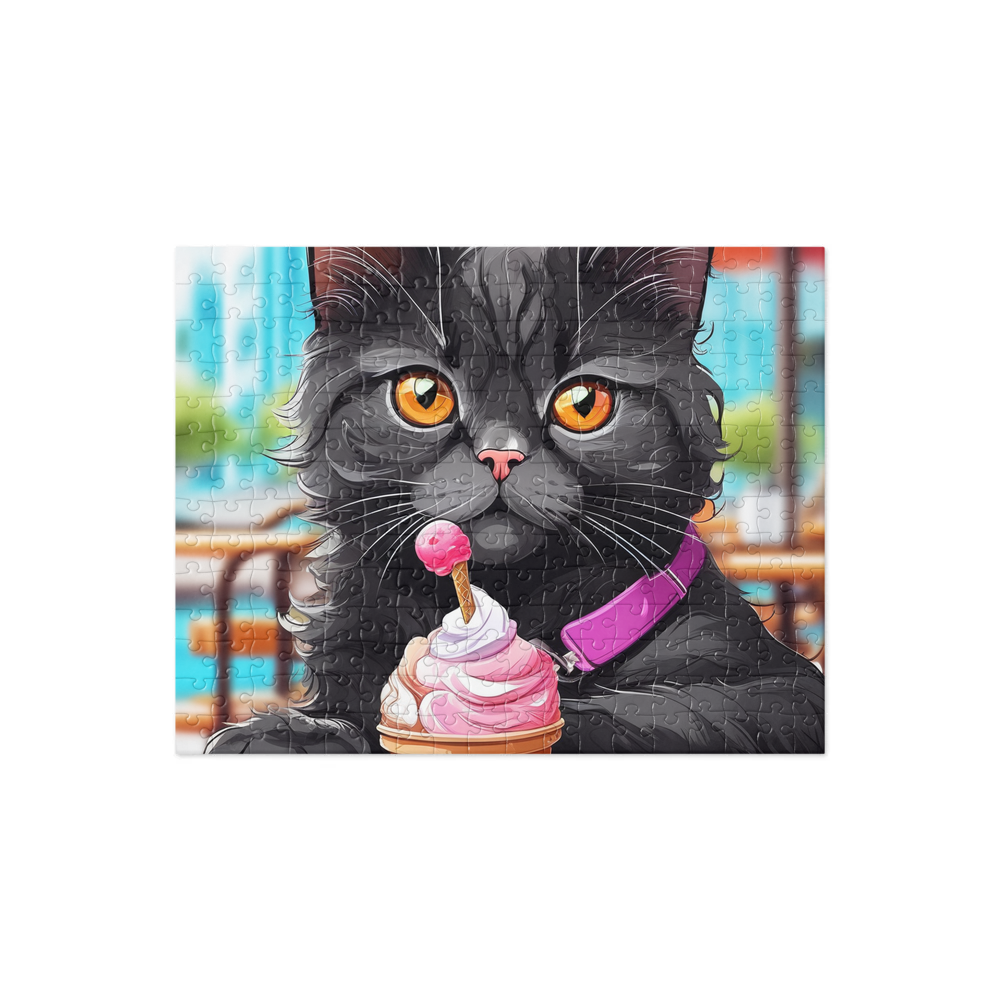 PugMug Custom Black Scottish Fold Cat Jigsaw Puzzle