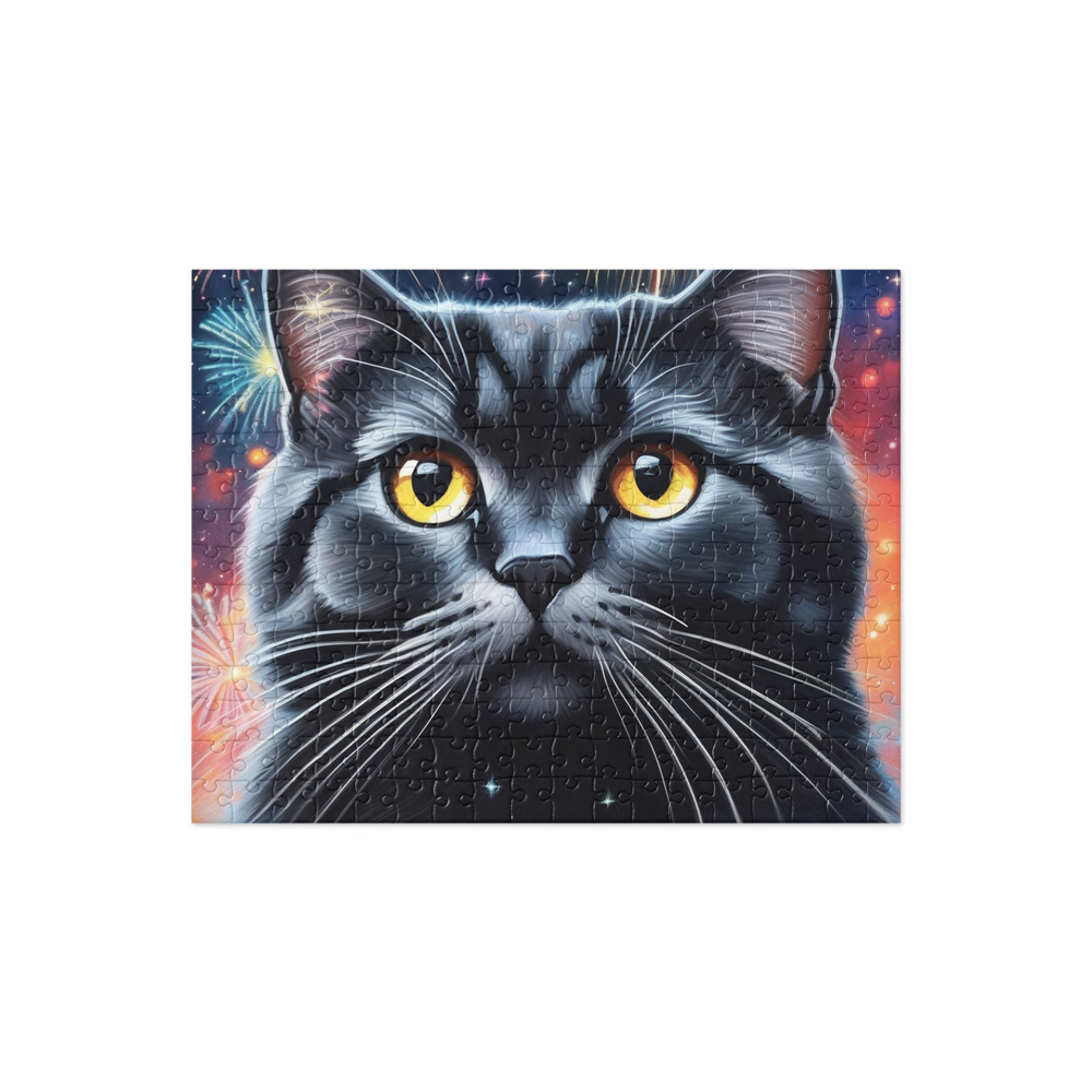 PugMug Custom Black Scottish Fold Cat Jigsaw Puzzle