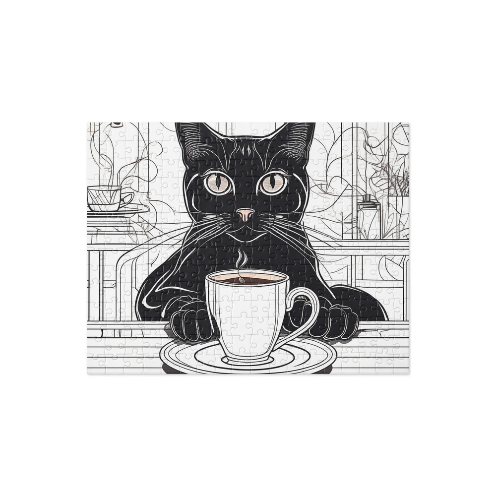 PugMug Custom Black American Shorthair Cat Jigsaw Puzzle
