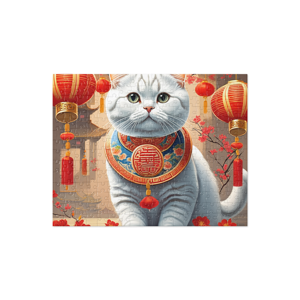 PugMug Custom White Scottish Fold Cat Jigsaw Puzzle