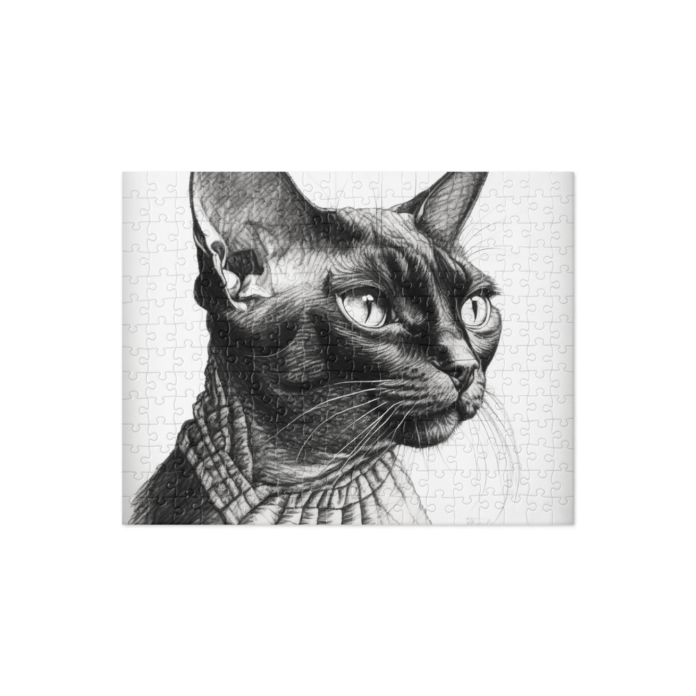 PugMug Custom Black Devon Rex Cat Jigsaw Puzzle