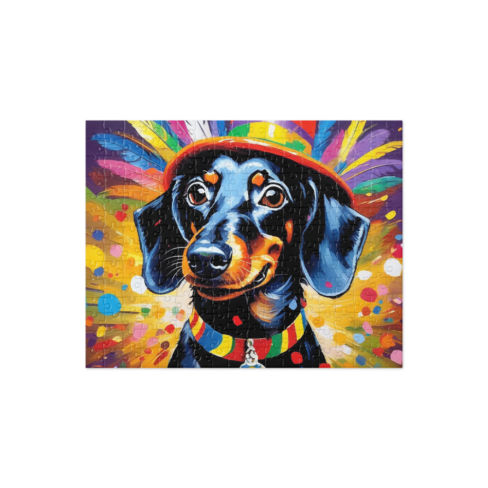 PugMug Custom Black Dachshund Jigsaw Puzzle