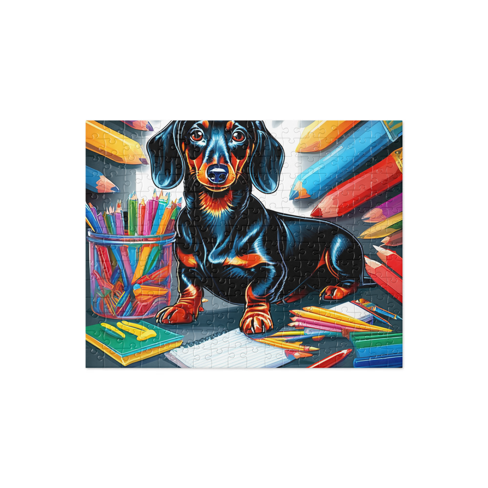 PugMug Custom Black Dachshund Jigsaw Puzzle