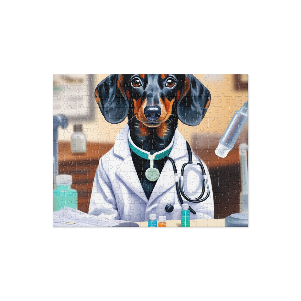 PugMug Custom Black Dachshund Jigsaw Puzzle