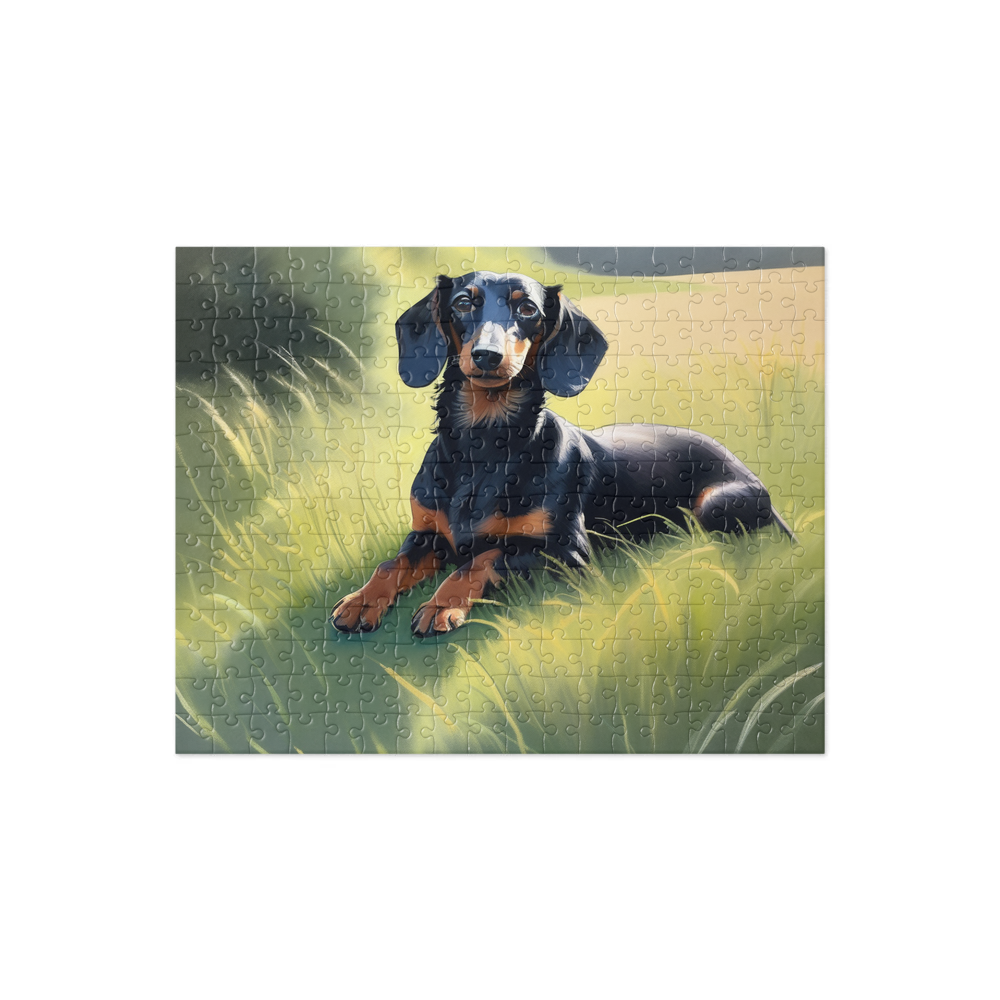 PugMug Custom Black Dachshund Jigsaw Puzzle