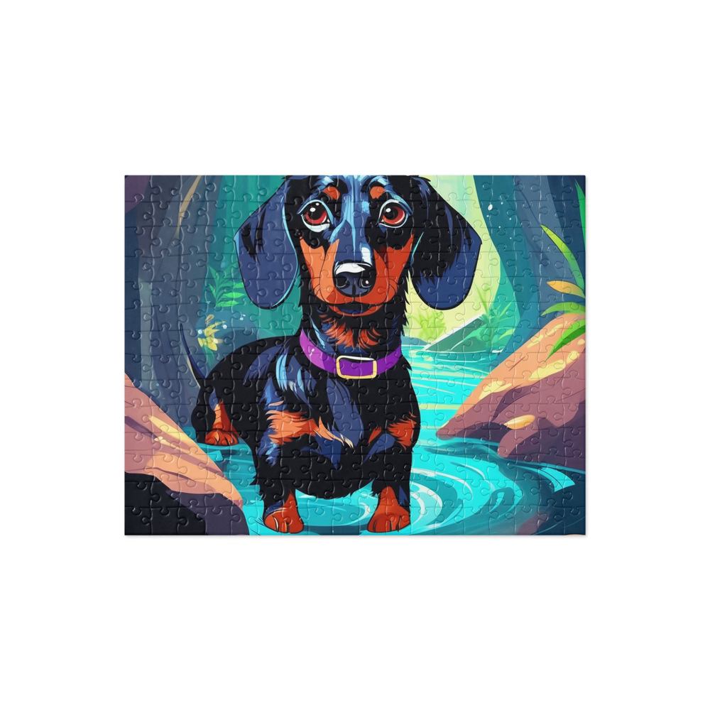 PugMug Custom Black Dachshund Jigsaw Puzzle