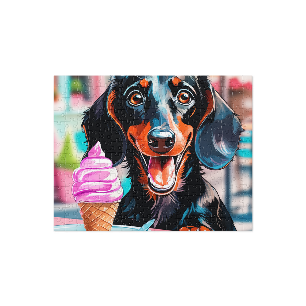 PugMug Custom Black Dachshund Jigsaw Puzzle