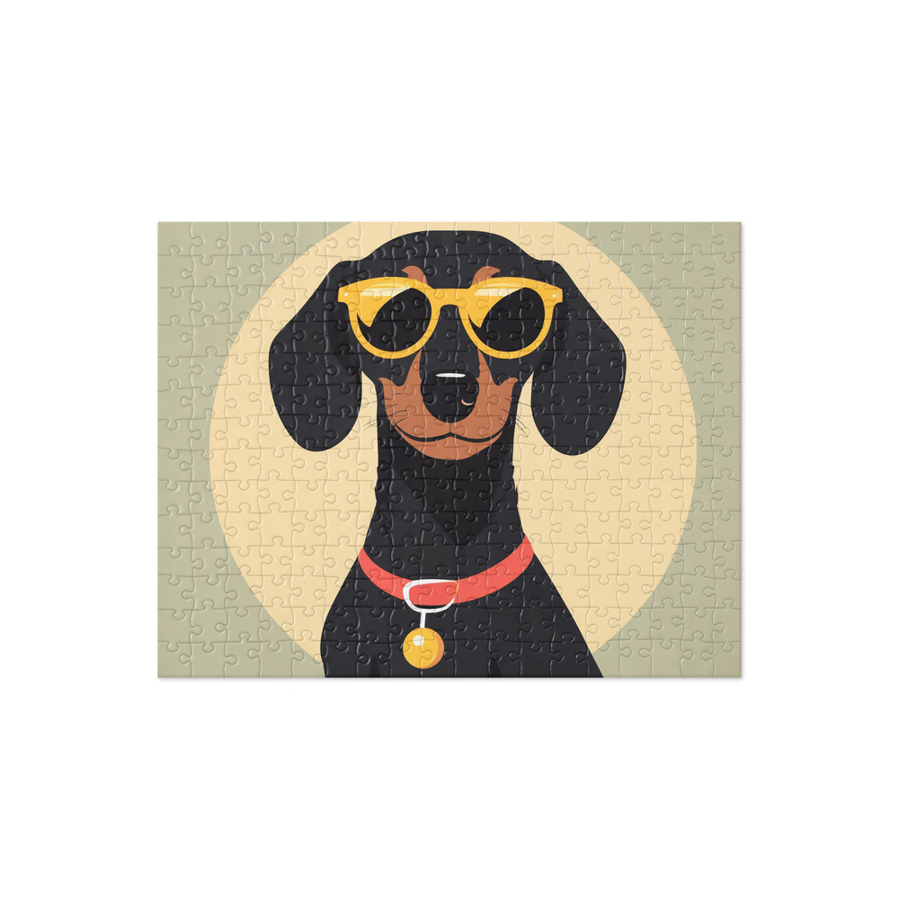 PugMug Custom Black Dachshund Jigsaw Puzzle