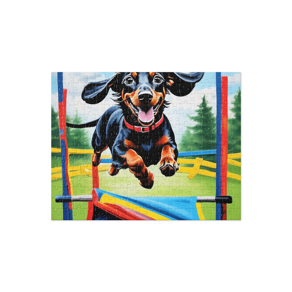 PugMug Custom Black Dachshund Jigsaw Puzzle