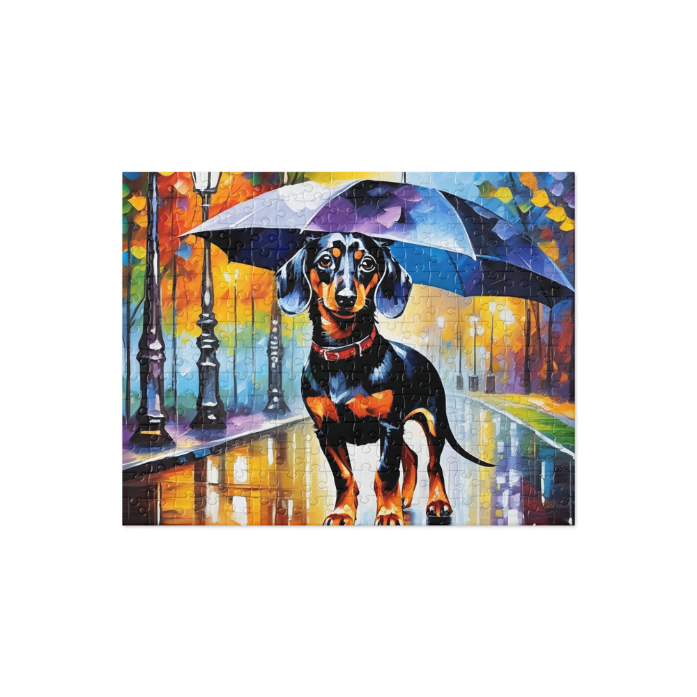 PugMug Custom Black Dachshund Jigsaw Puzzle